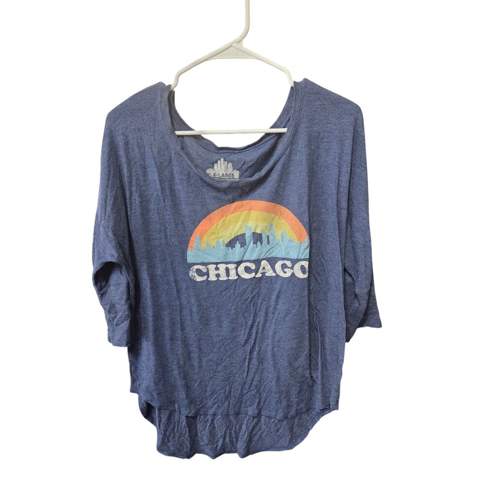 "Chicago" Rainbow Graphic Oversized Slouchy Shirt - XL